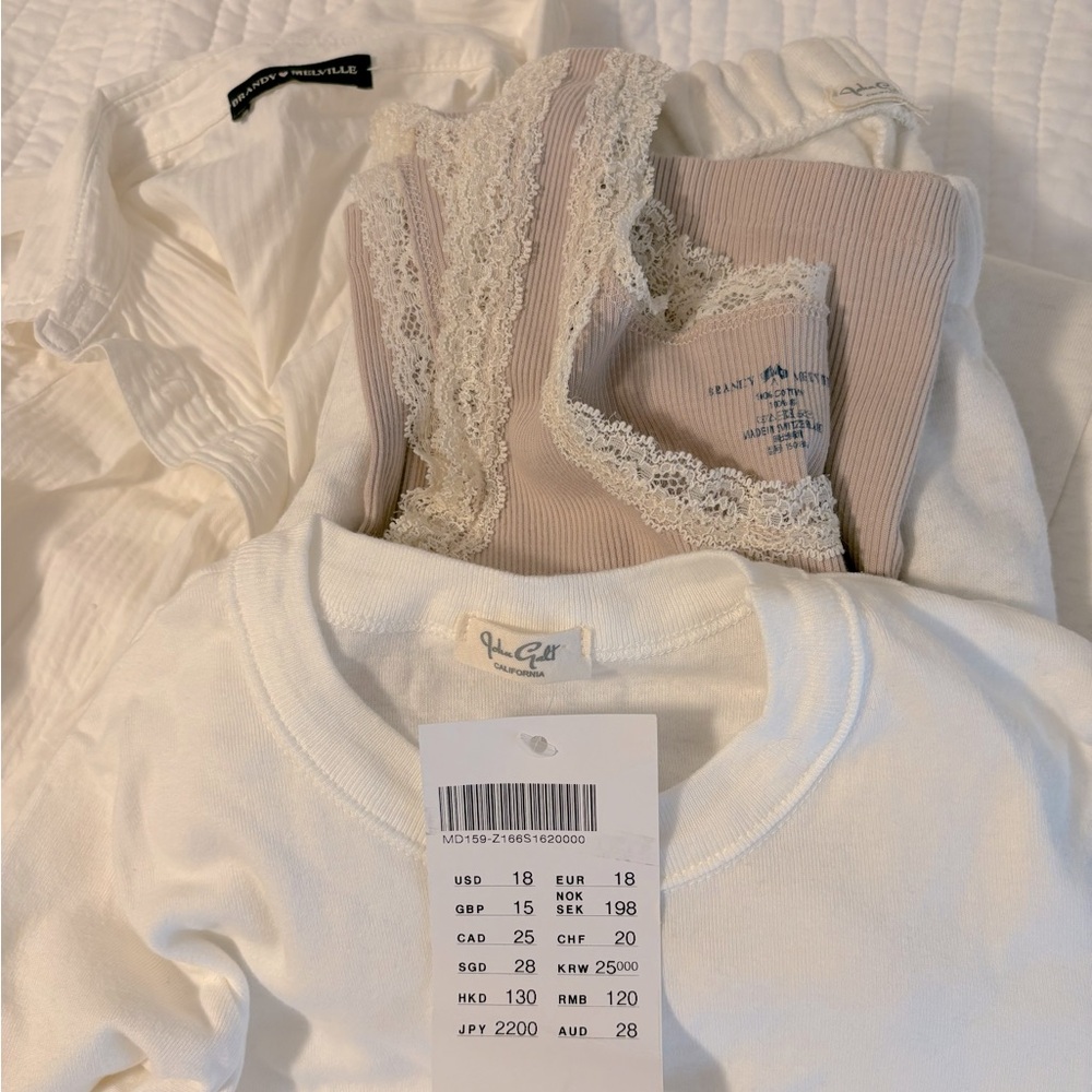 clean girl brandy bundle 🫧 lace tank, Rosa sweatpants, white tshirt, button down